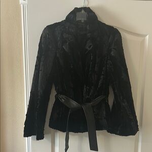 INC International Concepts Black Teddy Jacket Plush High Collar